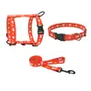 Directo de fábrica: Conjunto de tres piezas de transferencia de calor para mascotas con silueta de gato doble de dibujos animados, con arnés, collar y correa para pasear mascotas