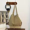 Bolso de Cubo con Cordón Bolsa de Gran Capacidad para Mujer Nuevo Simple Color Sólido Bolso Cruzado Casual de Hombro de Gama Alta