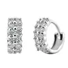Pendientes clásicos de estilo coreano, elegantes, de alta calidad, a la moda, de doble fila, incrustados con diamantes, pendientes de aro, pendientes de aro con circonita de espejo cruzado para mujer, venta al por mayor