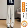 Calça Larga Transfronteiriça para Mulheres, Forrada com Lã Sintética de Inverno, Calça de Lã de Cordeiro Extra Grossa, Novo Estilo 2025, Calça de Moletom de Algodão