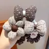 Goma para el pelo con lazo de tela para niñas, Banda elástica vintage de lunares y flores, Alta elasticidad, Suave con el cabello, Accesorio diario para el cabello de bebé