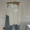 Camiseta Polo de Punto Minimalista Estilo Francés de Manga Corta con Cuello en V Top Jersey Estética Francesa