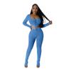 Hdk 10649 Fornecimento Transfronteiriço Amazon Comércio Exterior Europeu e Americano Moda Feminina Leggings Sexy de Gola Quadrada Conjunto de Duas Peças