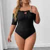 Macacão Body Sensual Sem Alças Canelado Elástico Justo Plus Size Europeu e Americano para Mulheres