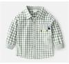 En stock nueva camisa de cuadros de primavera para niños camisa de manga larga estilo coreano para niñas camisa de cuello de solapa para interiores cárdigan de algodón