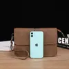 Nuevo Monedero, Bolso de Mano Retro para Hombre, Bolso de Mano Casual para Hombre, Bolso de Mano de Negocios de Cuero Crazy Horse, Bolso de Brazo