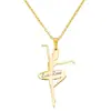 Collar Engravable Bailarina Soñadora Pose de Baile, Colgante de Bailarina Brillante, Cadena Personalizada Moderna Estilo Hada