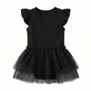 Vestido de Gaze com Manga Voadora para Bebê, Vestido Princesa para Menina, Vestido de Primavera e Verão, Vestido Tutu para Bebê, Estilo Curto, Vestido para Sair e Tirar Fotos, Atacado
