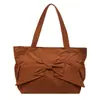 Bolsa Tote Grande com Laço, Bolsa de Ombro Artística para Mulheres, Bolsa Casual de Lona para Estudantes, Bolsa de Mão Simples na Moda
