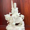 Manjushri y Samantabhadra Bodhisattva Tallados en Marfil 15*10*6cm Escritorio de Oficina Sala de Estar Decoración Artesanías Adornos