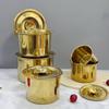 Copo de Sabor em Aço Inoxidável, Pote de Tempero Dourado, Caixa de Temperos Comercial Coreana, Pote de Tempero de Cozinha com Tampa, Copo para Ensopado e Sopa