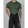 Camisa Polo com Gola Reversível, Polo de Tricô de Manga Curta para Homens, Listrada Estilo Old Money, Seda Gelada para Negócios, Atacado de Fábrica Dropshipping Transfronteiriço de Verão
