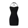 Vestido Sexy de Cuello Halter con Copas para Chicas Atrevidas, Nuevo Estilo Puro Deseo Verano 2026 Vestido Corto Bodycon Ajustado con Pliegues