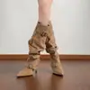 Botas de Caballero Retro para Mujer 2026 Nuevo Estilo Invierno Punta Fina Tacón Delgado Hebilla Botas Altas Adelgazantes Botas Largas Hasta la Rodilla