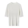 Suéter de Lana 100% Pura para Mujer, Nuevo Otoño/Invierno Delgado de Manga Corta Pulóver Camisa Base Tejida