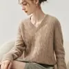 Directamente del Fabricante ~ Se Puede Usar Solo + En Capas Tejido 100% Cachemir Puro Ropa de Punto para Mujer Cuello en V Lujo Accesible Holgado Ropa de Punto para Base