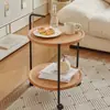 Mesa Auxiliar de Carrito de Doble Capa de Moda Mesa Auxiliar de Sofá Mesa Pequeña Mesa Redonda Pequeña para Sala de Estar Mesa de Noche Simple Estante de Esquina Estante de Almacenamiento