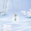Collar de Plata Esterlina S925 con Jade de Hotan para Mujer Hebilla Ping An Regalo de Cumpleaños Día de la Madre para Mamá Colgante de Calcedonia de Alta Calidad