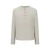 Camisa Polo Masculina Popular Estilo Old Money Manga Curta, Camiseta Retro Americana de Verão com Gola Henley Manga Longa