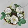 Guirnalda de Rosas Artificiales Europeas 23cm Guirnalda Portavelas Decoración Navideña Accesorios para Ventana Mesa de Comedor Arreglo de Boda Flores Falsas