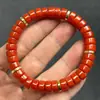 Alternativa a la Ágata Roja del Sur, Pulsera de Abalorios Estilo Vintage de Corte Recto, Pulsera Rojo Caqui, Pulsera de Abalorios Redondos de Jade Similar al Cuarzo al por Mayor