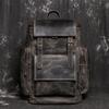 Mochila Retro Europea y Americana Nueva para Hombre de Cuero Genuino Cuero Crazy Horse Viaje Montañismo Mochila Gran Capacidad Bolsa para Laptop