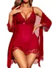 Comercio Exterior Transfronterizo Encaje Ropa de Dormir Sexy Ropa para el Hogar Conjunto de Camisola Venta Caliente Bata de Dormir Conjunto de Lencería Transparente Mayoreo