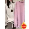 Camiseta Térmica Gruesa de Manga Larga para Mujer, Nuevo Estilo Otoño e Invierno, Corte Holgado, Top Estampado Elegante