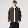 Chaqueta de Trabajo Americana Retro Detroit de Gamuza con Solapa para Hombre 2025 Otoño Nueva Chaqueta Holgada Ropa para Hombre