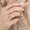 Estilo coreano Dongdaemun Niche Design Fine Circle personalizado titânio aço banhado a ouro anel incrustado com joias coloridas de pedra de cristal