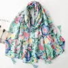Bufanda de Estilo Étnico con Estampado Floral, Chal Festivo Suave con Borlas para Todas las Estaciones, Bufanda de Cuello Cálida Versátil de Estilo Retro Colorido