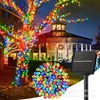 Cadena de luces solares para exteriores, cadena de luces, alimentada por energía solar, 8 modos de iluminación, luz solar impermeable para jardín