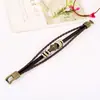 Europeu e Americano exportação de comércio exterior punk nova fivela couro genuíno joias vintage tecido pulseira de couro de vaca fornecimento AliExpress