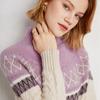 Suéter de cachemira jacquard de estilo étnico para mujer, suéter de punto de cuello alto medio, suelto y grueso, nuevo suéter de otoño e invierno con combinación de colores.