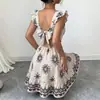 Vestido curto estampado xadrez bege cáqui retrô de manga bufante com decote quadrado e design que afina a cintura, transfronteiriço europeu e americano da Amazon 2026