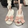 ¡Se recomienda el Pequeño Libro Rojo! Pantuflas nuevas súper cálidas y esponjosas con lazo para otoño e invierno, antideslizantes y de felpa gruesa que combinan con todo.