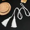 Cinturón Trenzado de Perlas con Borlas, Estilo Coreano, Versátil, Nudo de Lazo Decorativo Simple, Adecuado para Vestidos y Faldas