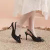 Nueva Colección Primavera/Verano 2026: Elegantes Sandalias de Tacón de Aguja con Punta y Lazo para Mujer, Populares Planos de Punta Cerrada y Espalda Abierta Tallas Grandes