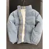 Jaqueta de Algodão com Gola Alta e Patchwork Xadrez para Homens, Marca Trendy de Inverno, Corte Amplo de Alta Qualidade, Cleanfit, Casaco de Algodão Espesso e Quente