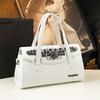 Bolsa de Mamá de Cuero Genuino Incrustada con Diamantes de Gama Alta 2026, Bolso de Hombro Estilo Nuevo para Mujeres de Mediana Edad, Bolso de Mano, Bolso Baguette para Mujer