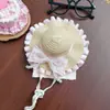 Sombrero de Paja Nuevo de Fábrica Gato y Perro Sombrero de Encaje Mascota Pequeña Sombrero de Sol de Verano Protección Solar para Exteriores Sombrero de Sol Venta al por Mayor