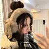 Orejeras de Felpa con Puntos de Color Dopamina y Lazo para Mujer, Lindas, Protección para los Oídos, Antihielo, Ciclismo, Estilo Auriculares Cálidos, para Exteriores