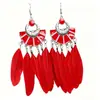 Pendientes de Plumas Bohemios Retro Pendientes de Borla Largos de Verano Moda Retro Estilo Étnico Accesorios para Orejas Pendientes