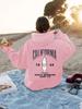 Sudadera con capucha de manga larga para mujer, talla europea, talla europea, estampada estilo California, para otoño e invierno