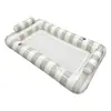 Flotador Inflable Cuadrado Rayado Verde Menta Nuevo Transfronterizo Piscina Tomar el Sol Doble Espesor Cama Flotante Grande para Agua