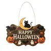 Produtos de madeira, novas decorações de Halloween transfronteiriças, placas de porta, enfeites pendurados, artesanato em madeira, designs de gato preto e fantasma