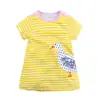 Vestido de Niña Estilo Europeo y Americano 2026, Nuevo Vestido de Princesa de Algodón de Verano, Vestido Infantil de Manga Corta con Rayas de Dibujos Animados