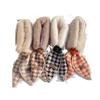 Coreia do Sul Dongdaemun Novo Cachecol Quente de Pelúcia Tricotado Feminino Imitação de Coelho Rex Pied-de-poule Pêssego Cruz Pequeno Cachecol