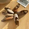 Medias Pantuflas con Puntera Mate para Mujer, Nuevo Estilo Primavera 2025, Sandalias Mary Jane Retro Francesas Perezosas Slip-On para Mujer