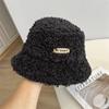 Sombrero de pescador de color sólido de ala corta de imitación de lana de cordero estilo coreano otoño e invierno estilo universitario fresco cálido sombrero tipo cubeta moda para hombres y mujeres